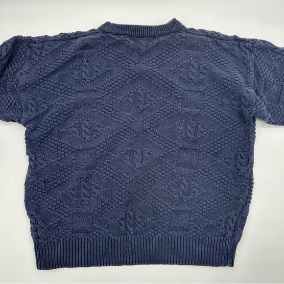 Vintage American Eagle Sweater Mens Large Blue Cable Knit Fisherman Pullover Y2K - Picture 7 of 7